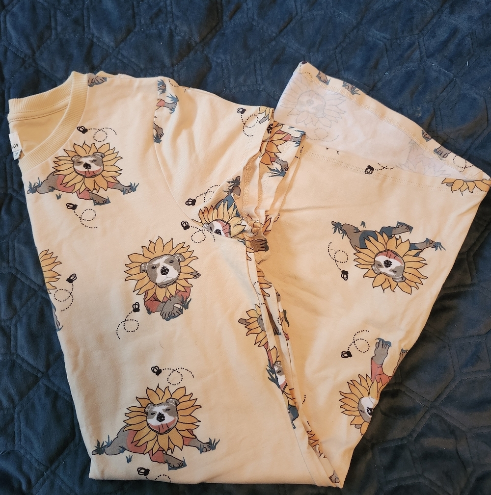 Darren & Phillip Sunflower Staffy Pitbull Nightgown Pajamas XS